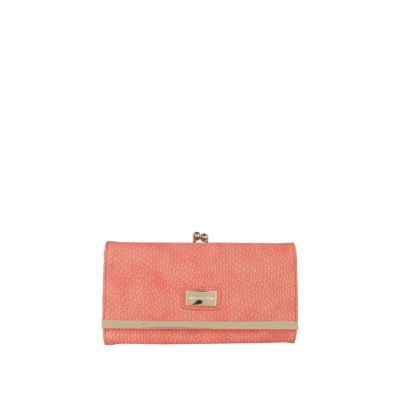 coral snake print clip top purse