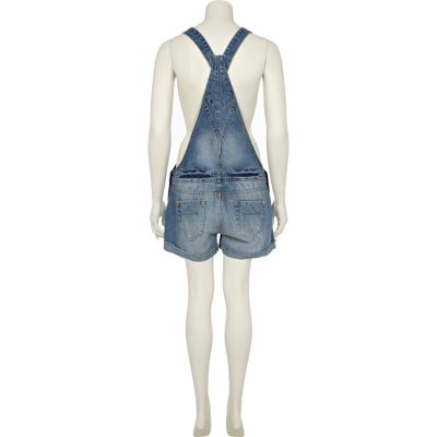 Mid wash denim dungarees