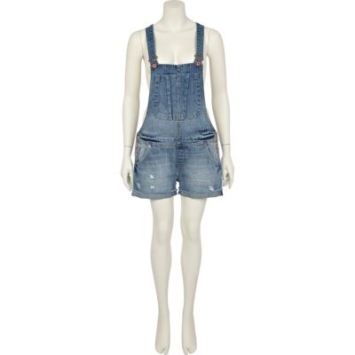Mid wash denim dungarees