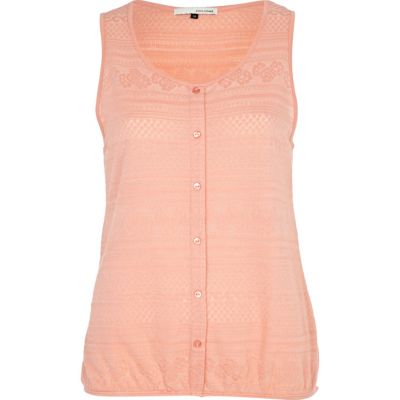 coral textured placket top