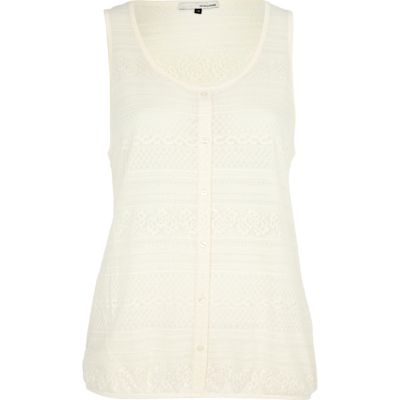 cream textured placket top