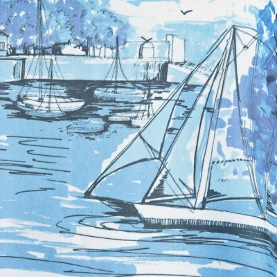 Blue boat print woven back vest