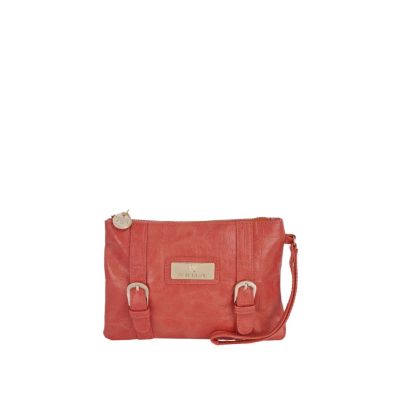 coral croc buckle make up purse