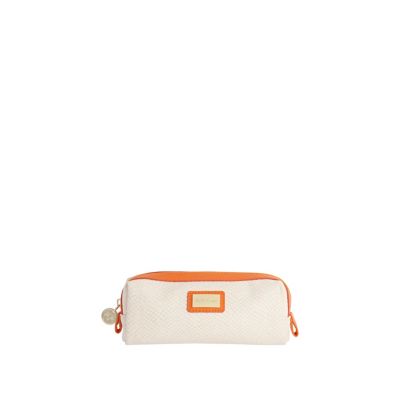 cream croc make up bag