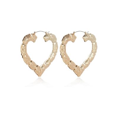 gold tone heart hoop earrings