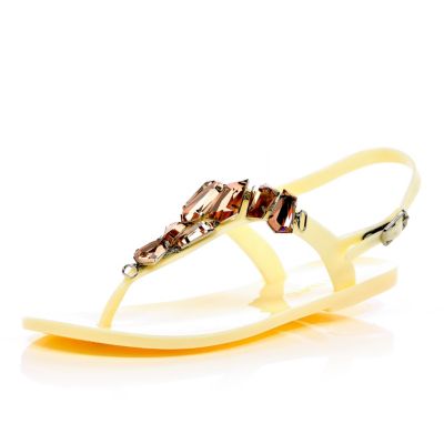 Cream gem jelly sandals