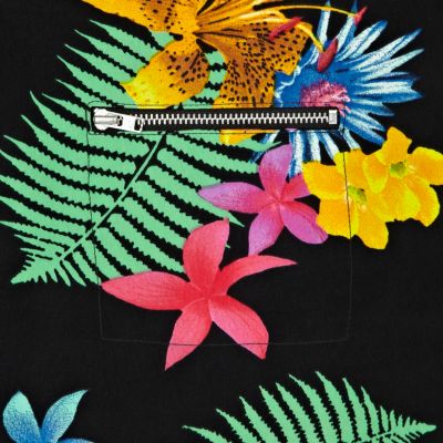 Black tropical print top
