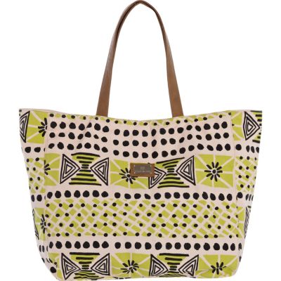 white aztec print shopper bag
