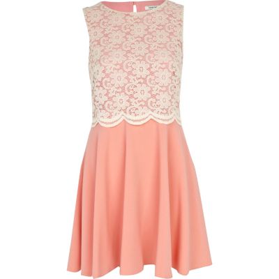 light pink lace skater dress