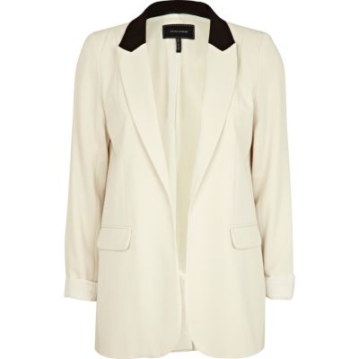 cream longline blazer 