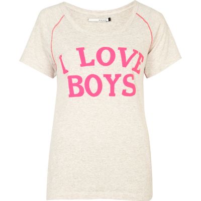 Cream i love boys print t-shirt