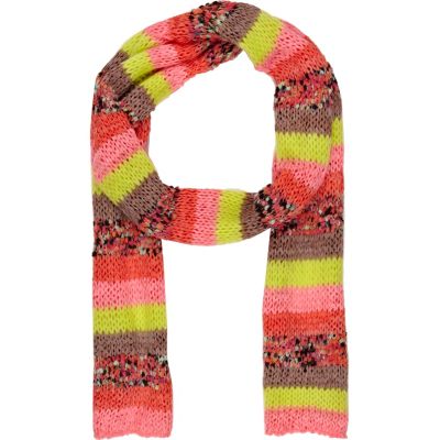 coral stripe skinny scarf