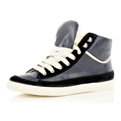 navy lace up high tops