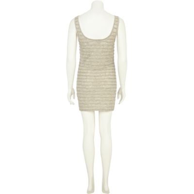 Beige frill bodycon dress