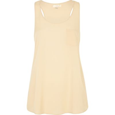 beige longline silk effect smart vest