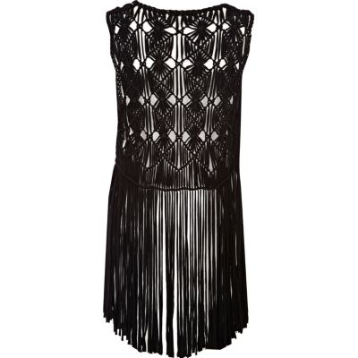 Black macrame tassel waistcoat