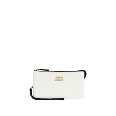 white curve stitch purse
