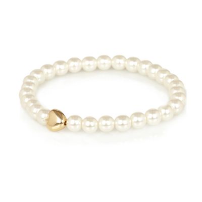 cream pearl heart bracelet