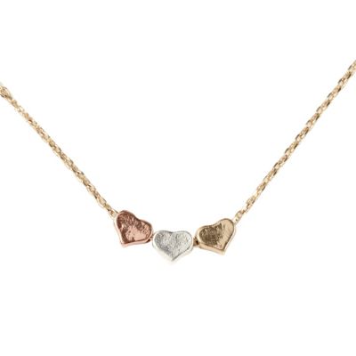 gold tone three heart necklace
