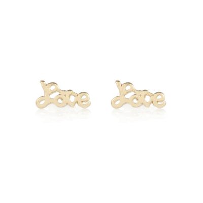 gold tone love stud earrings 