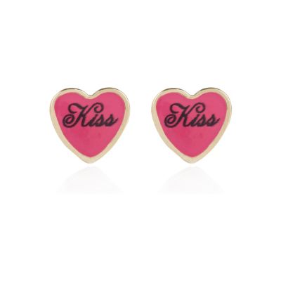 pink kiss stud earrings 
