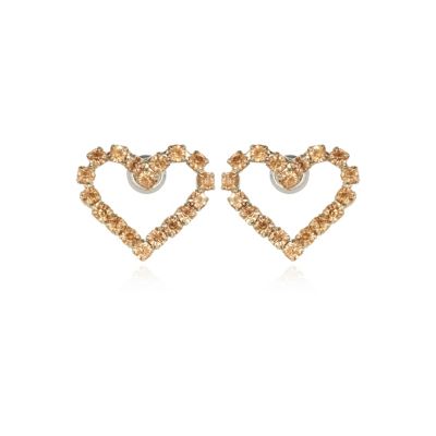 light pink diamante heart stud earrings