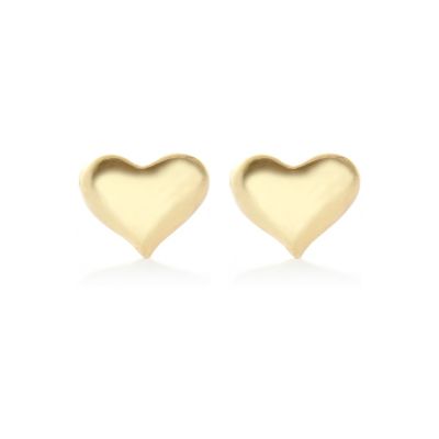 gold tone heart shaped stud earrings 