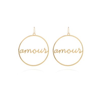 gold tone amour hoop earrings 