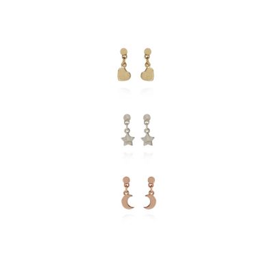 multi pack star moon and heart stud earrings 