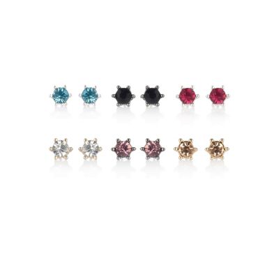 multi colour six pack of stud earrings