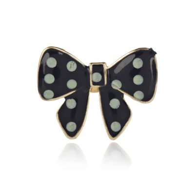black polka dot bow stud earrings