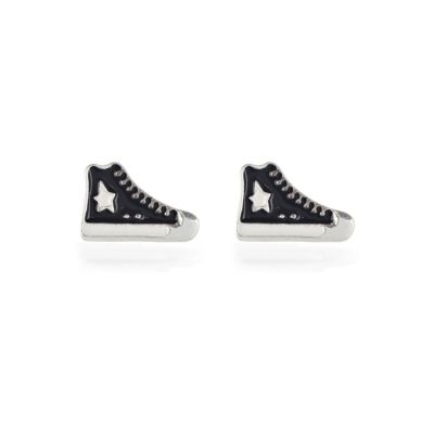 black enamel high top stud earrings 