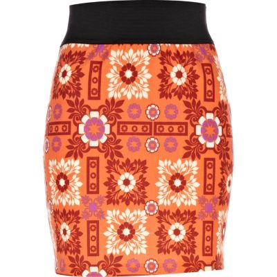 orange print chelsea girl tube skirt 