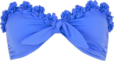 blue flower bandeau bikini top