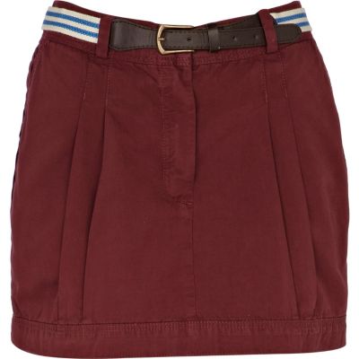dark red chino skirt