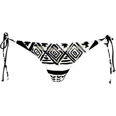 Black print embellished bikini brief