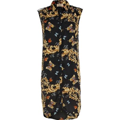 black butterfly print dress