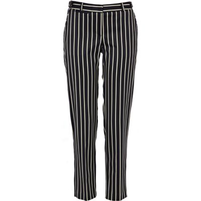 navy stripe slim leg trousers
