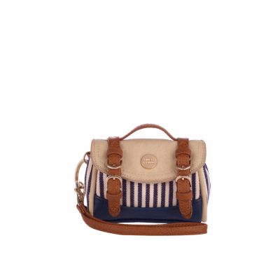 navy stripe mini satchel keyring purse