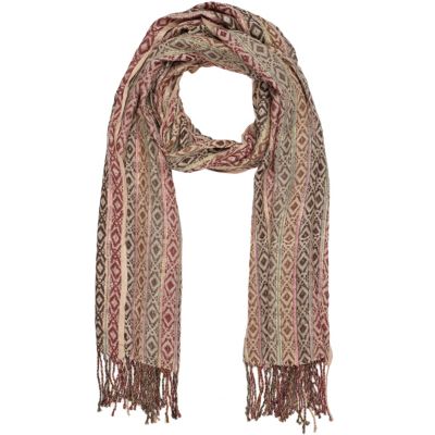 brown print jacquard scarf