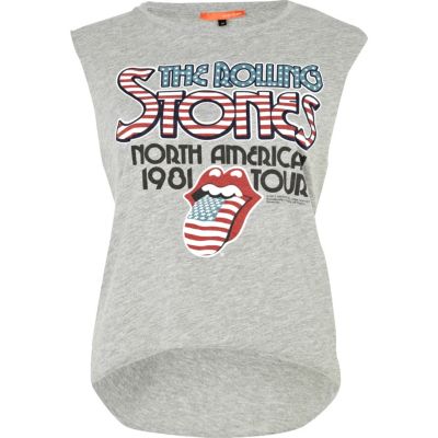 grey rolling stones print tank top
