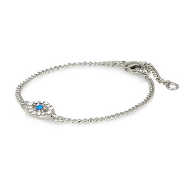 silver tone diamante eye charm bracelet