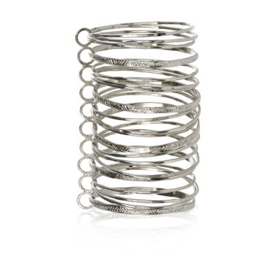 silver tone multi linked bangle