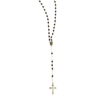 black bead and cross rosary