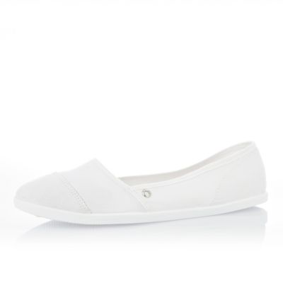 white slip on plimsolls
