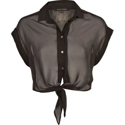 black tie front shirt