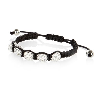 Silver tone five ball encrusted bracelet