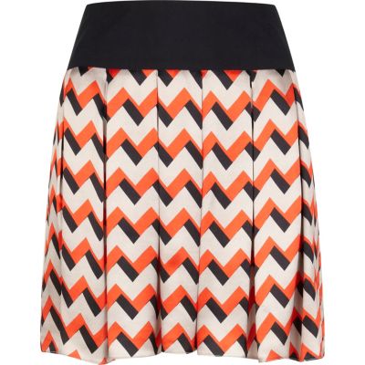 Orange zig zag print julian j smith skirt