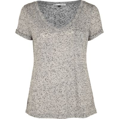 grey marl v neck t-shirt