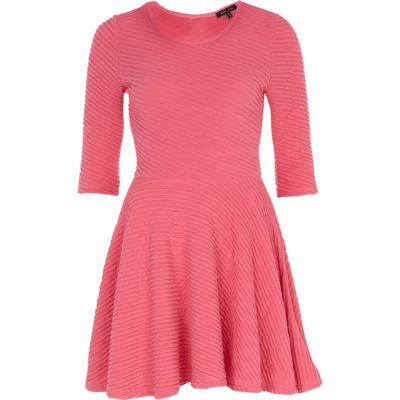 pink textured skater dress